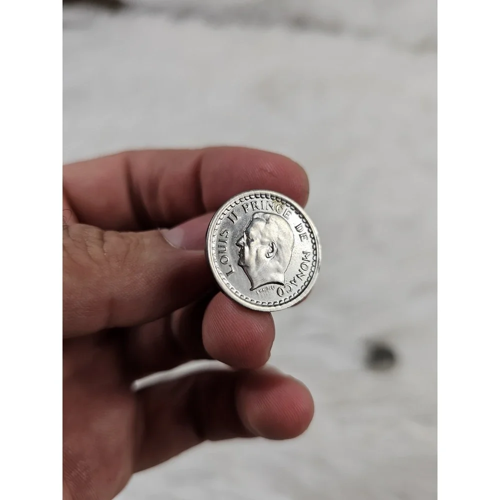 Vintage Louis II Prince De Monaco 2 Francs Silver Tone Cufflinks. Estate